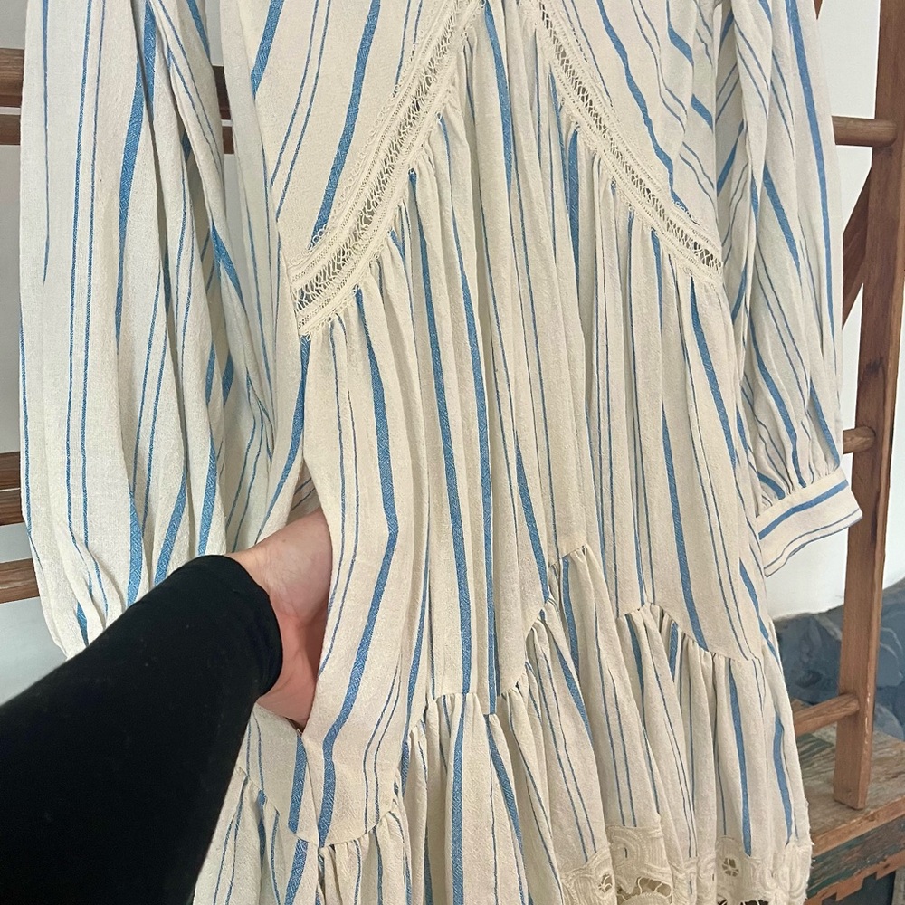 Sea New York Blue and Cream Striped Long Sleeve Brady Dress - Picture 3 of 5